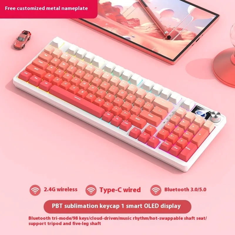 98-key wireless Bluetooth mechanical keyboard with multiple colour theme options