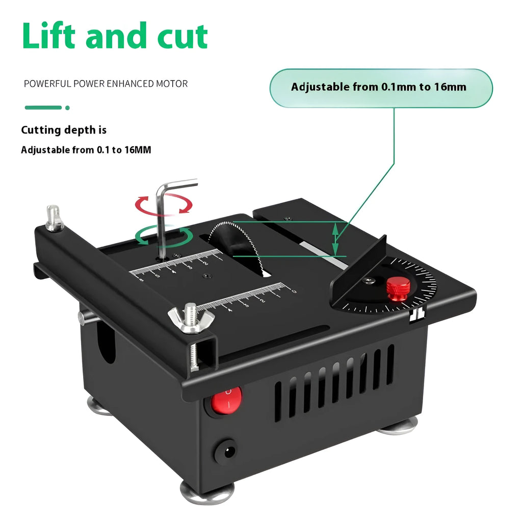 Metal lithium ion micro desktop saw body with US charger for household cutting