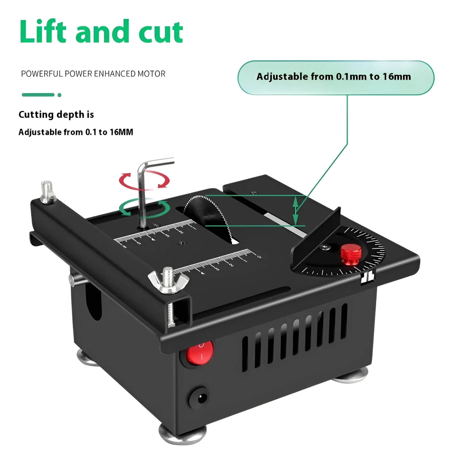 Metal lithium ion micro desktop saw body with US charger for household cutting