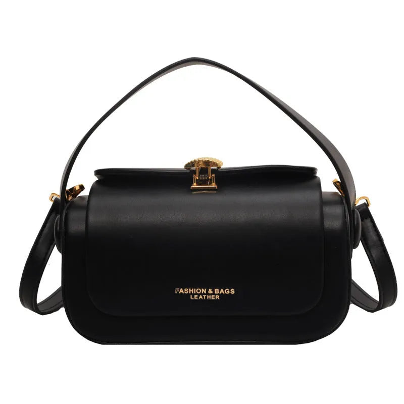 Women's personalised PU messenger bag with letter detailing in beige, shown from the front.