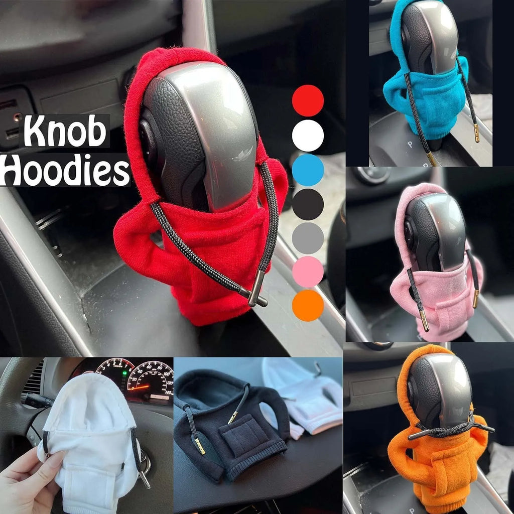 Pure cotton handmade gear lever cover in red, black, white, orange, pink, and peacock blue colours.