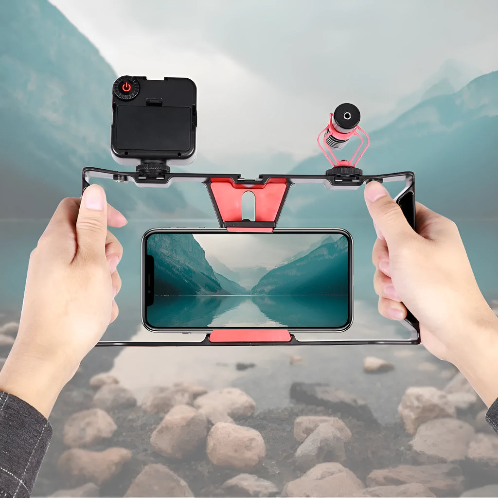 Simple and portable desktop telescopic tripod in ABS with mobile phone holder for stable desk use