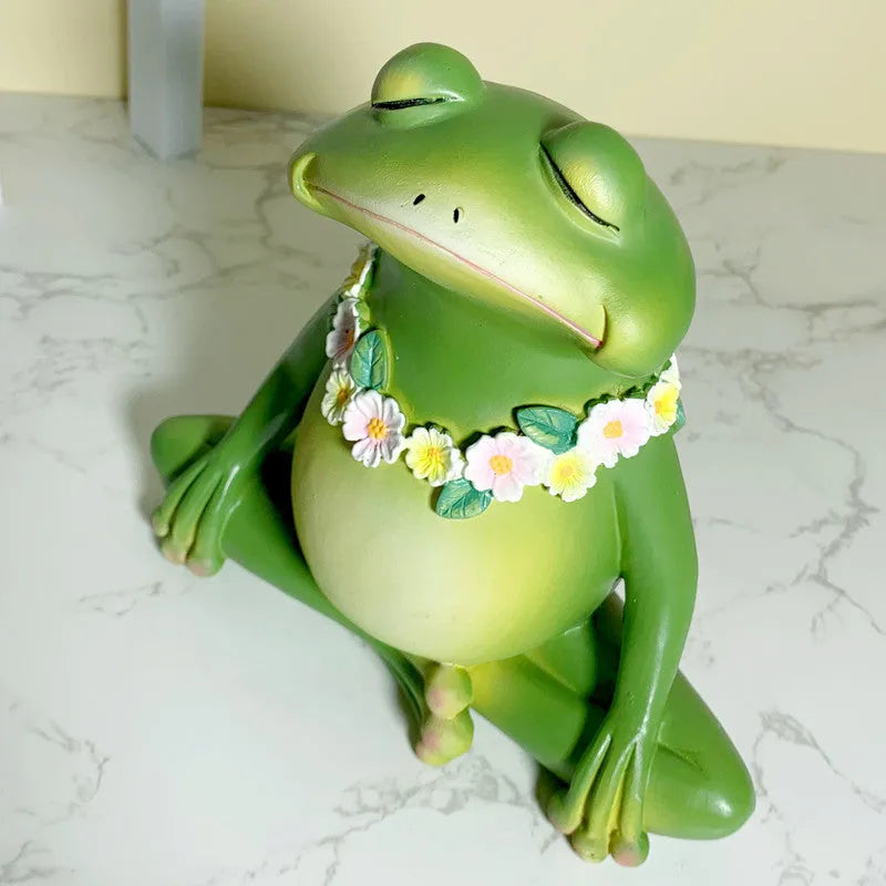 Magic yoga frog ornament in RDW123 colour with European style design for tabletop display