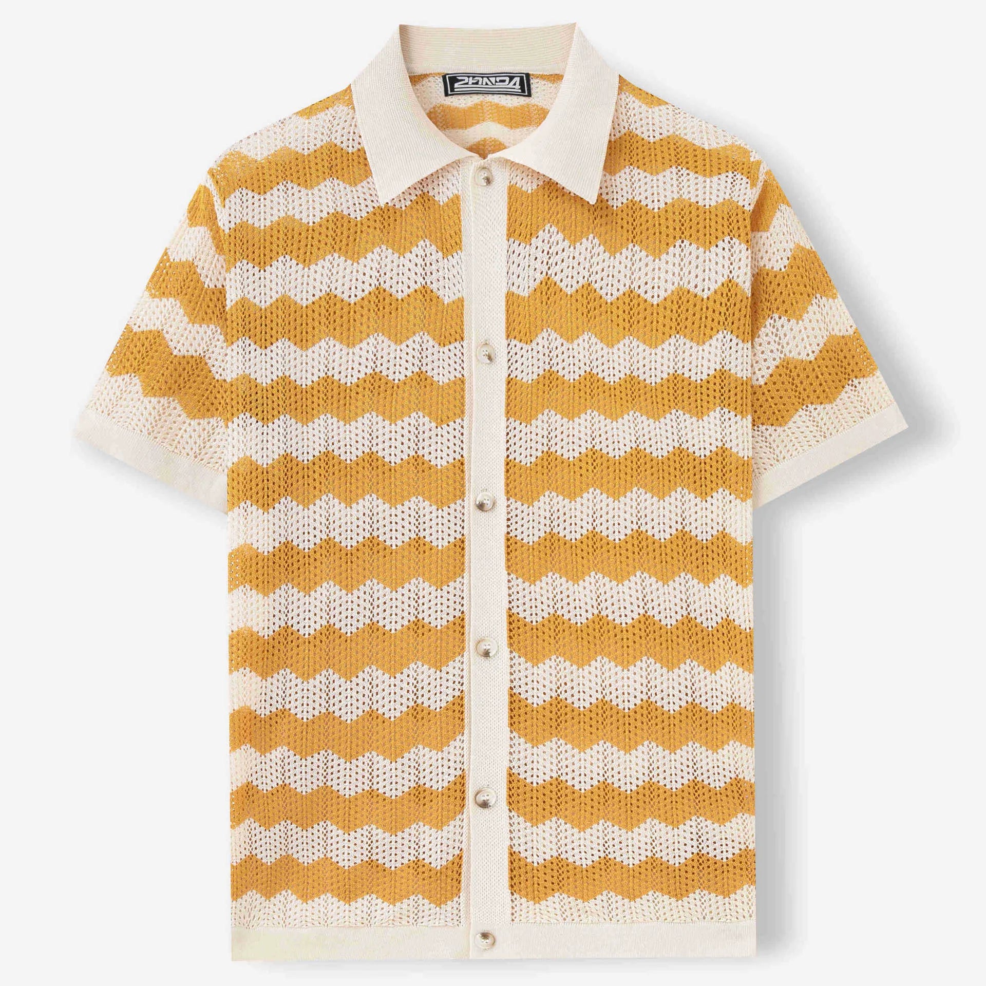 Short sleeve summer sweater with hollow jacquard corrugated texture and flocked detailing in Tencel fabric