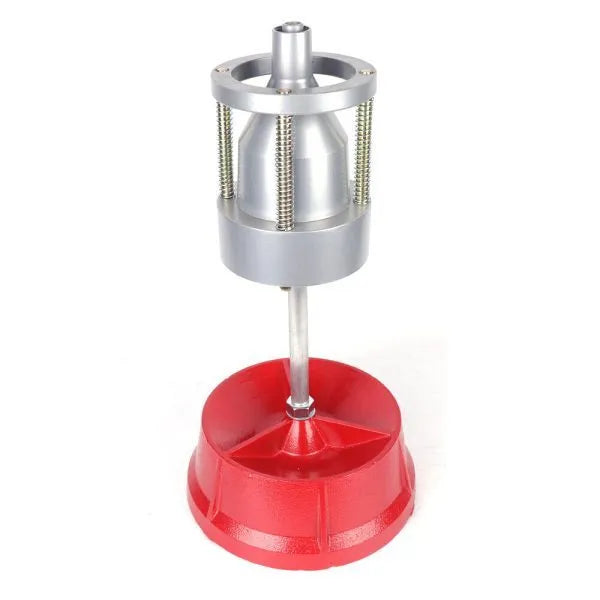 Portable hub wheel balancer with aluminium head and bull's eye level on enamel base