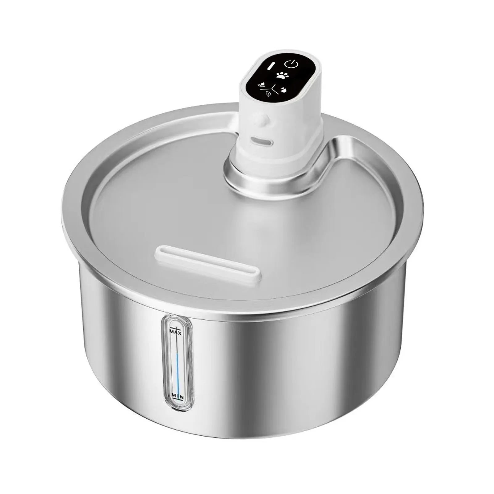 Stainless steel pet water fountain with heating base for cats and dogs in black colour option