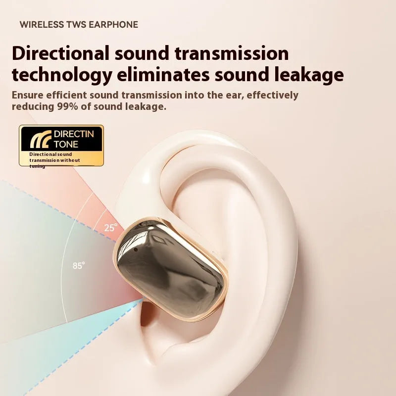 Ear-mounted headphones with digital display screen in black, skin colour, or white colours