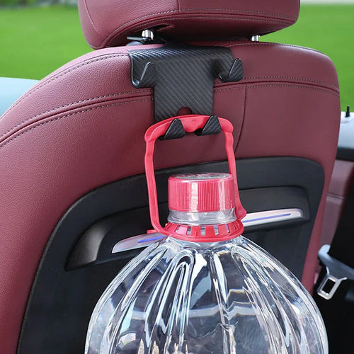 Black car multifunction hook and mobile phone holder bracket for rear seat installation