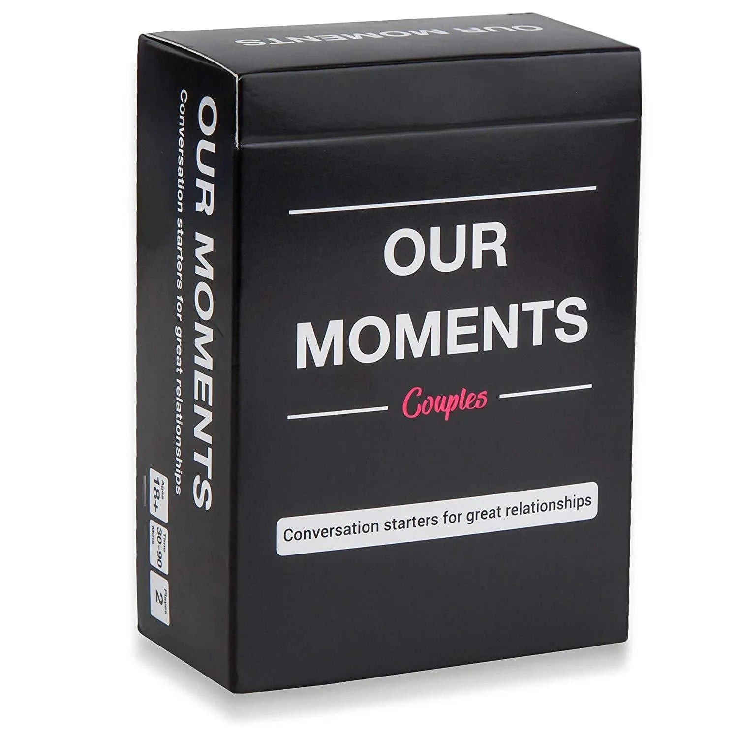 Our Time Lovers Edition black communication card box measuring 9cm with coated paper cards for couple emotional exchange
