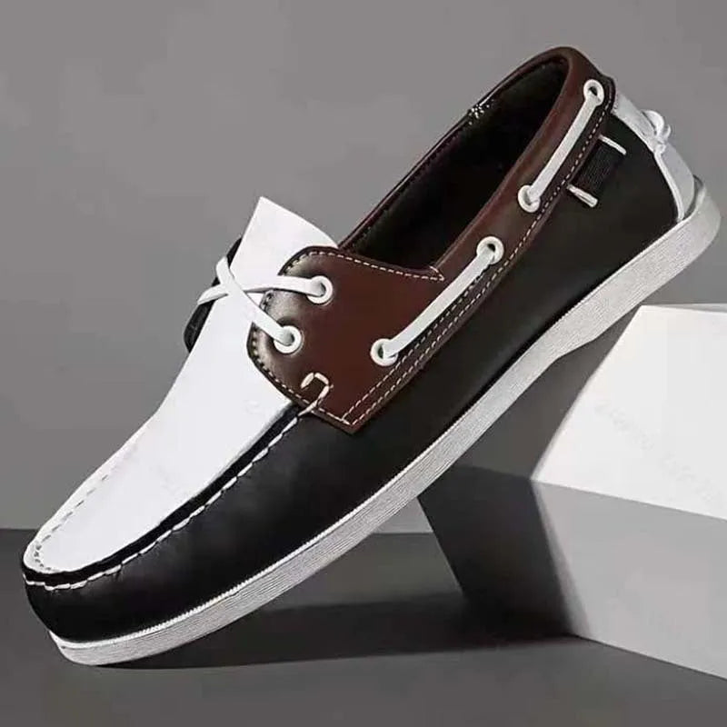 Men's British style casual shoes with artificial PU upper in black colour option