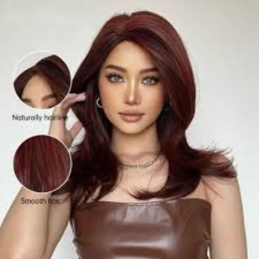 Mid-length platinum gradient curly wig with long bangs in white gold colour