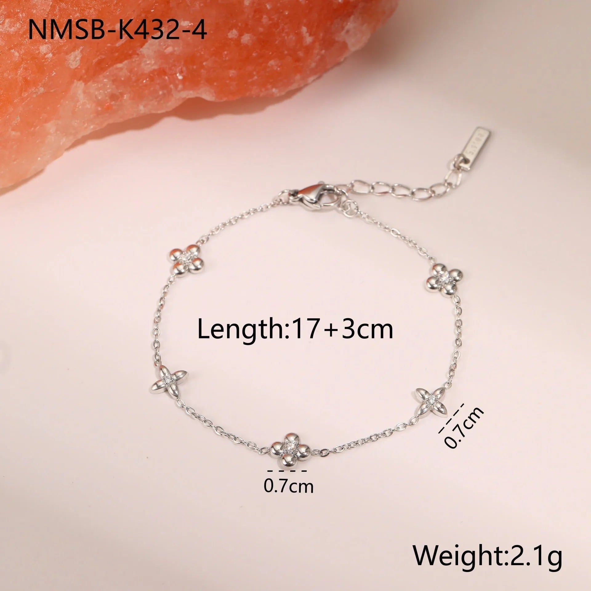 Ins Titanium Steel women's bracelet with 18K gold plating and geometric star zircon pendant