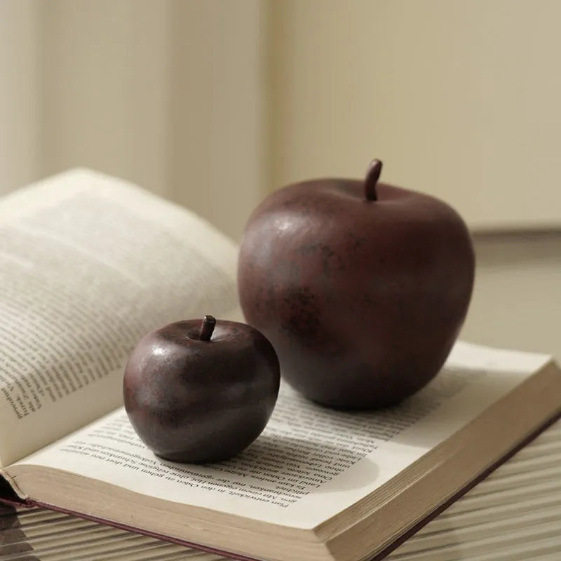 Retro Chinese ceramic apple desktop ornament in two size options