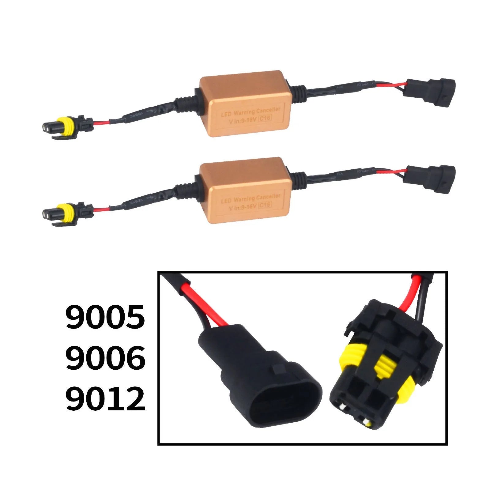 Black alloy Canbus decoder for H4 H7 H11 LED headlights with plug connectors