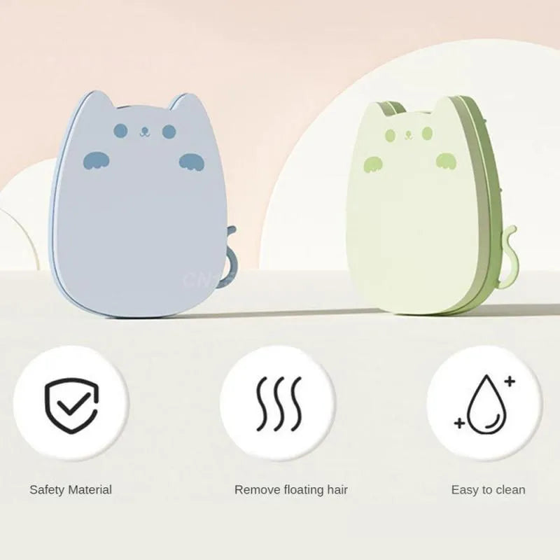 Blue silicone sponge pet grooming brush with dual comb teeth for cats and dogs hair removal