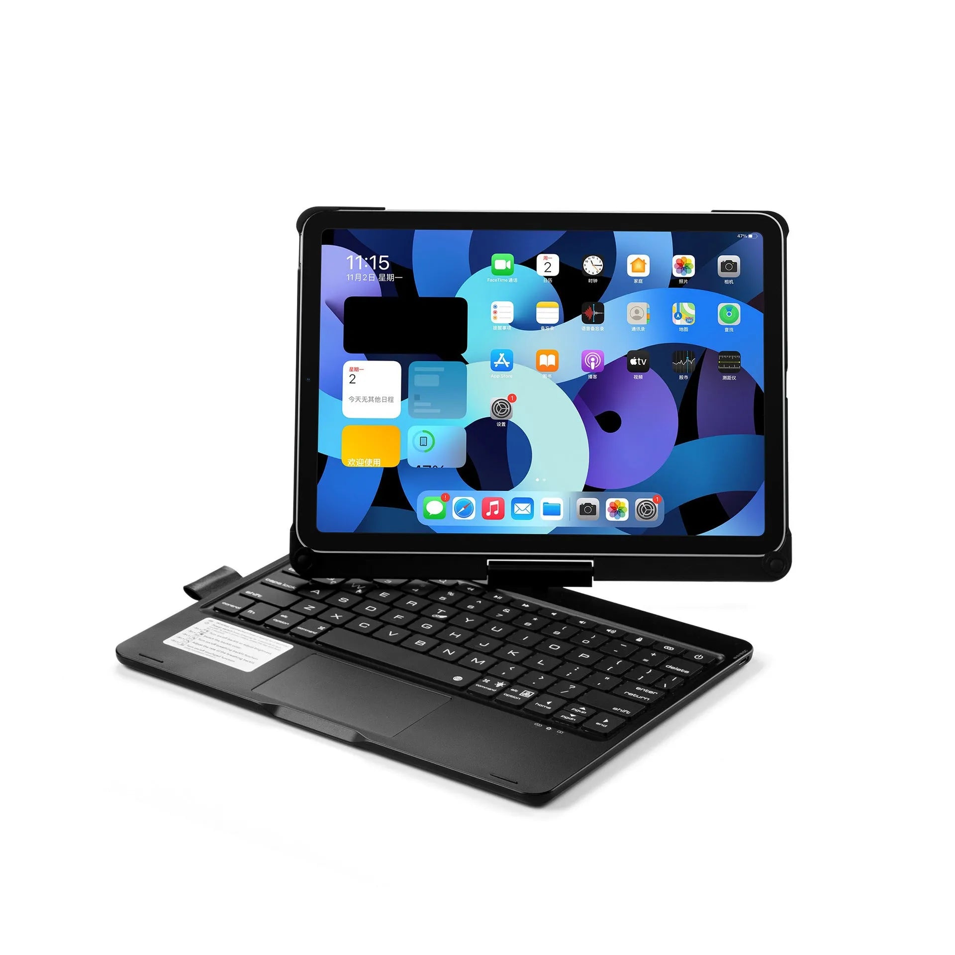 360-degree rotating Bluetooth keyboard with touch backlight for iPad Air 4 and Pro 11 models