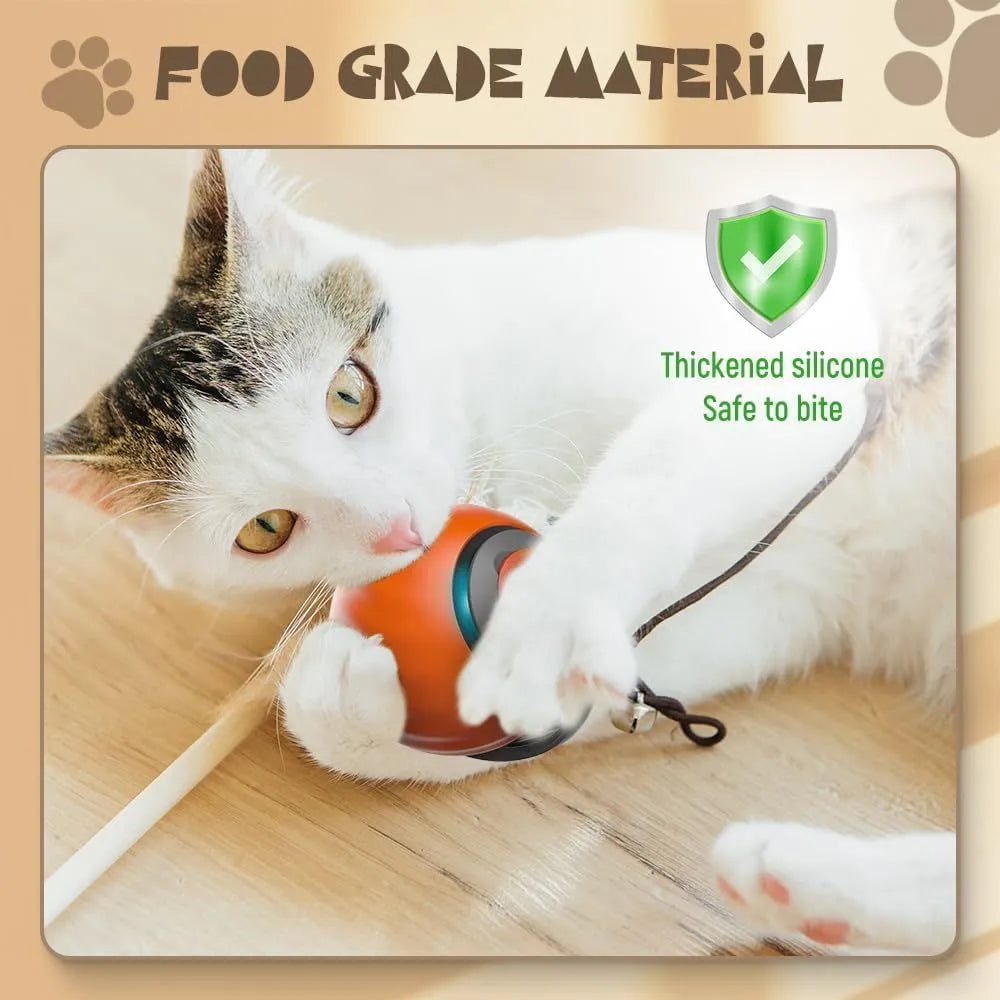 Interactive self-rolling ball toy for cats and dogs, blue, durable bite-resistant material, 55mm