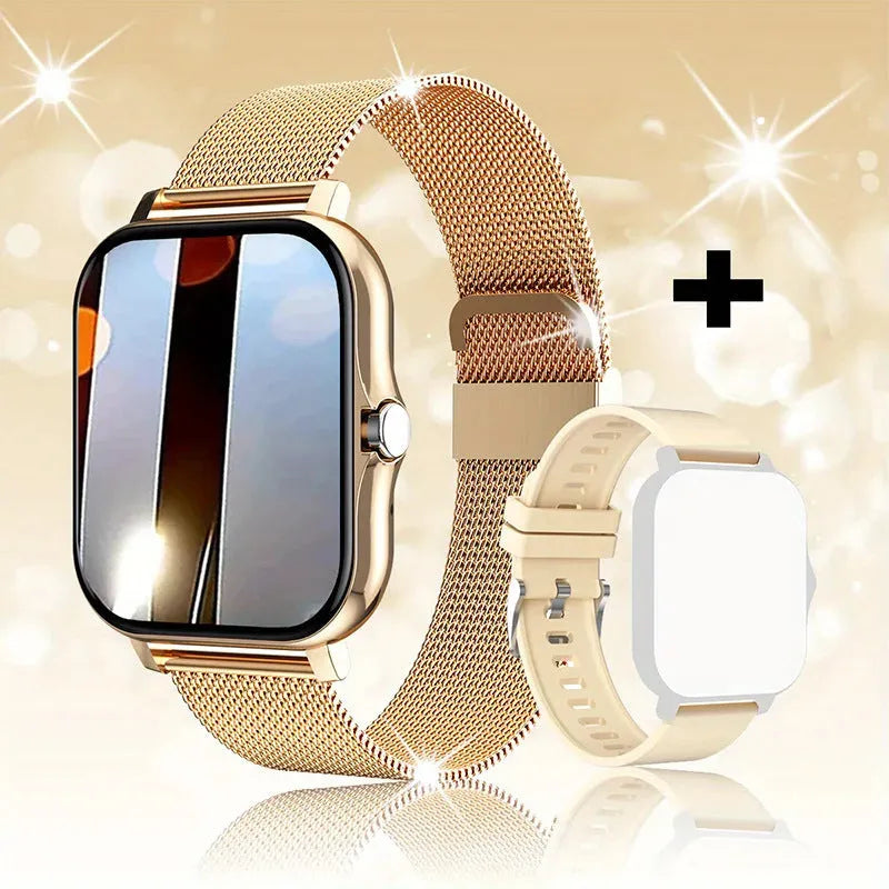 Smart watch with touch screen displaying health metrics, silicone wrist strap in chosen colour