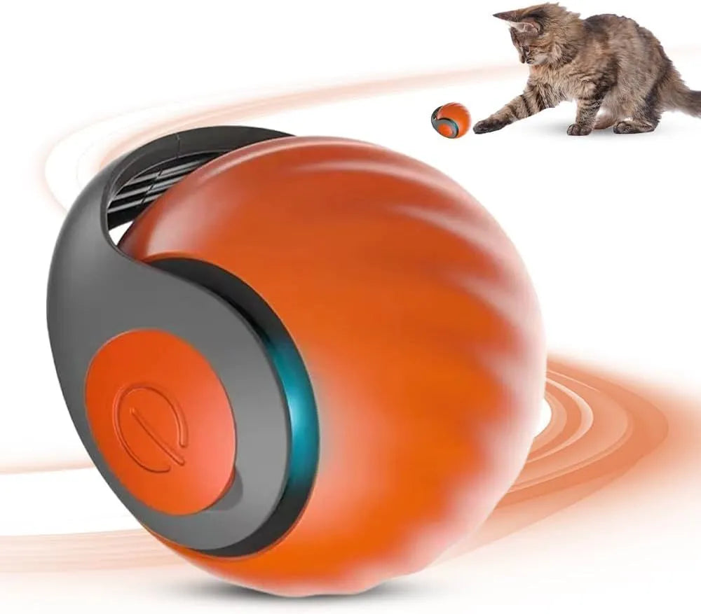 Interactive self-rolling ball toy for cats and dogs, blue, durable bite-resistant material, 55mm