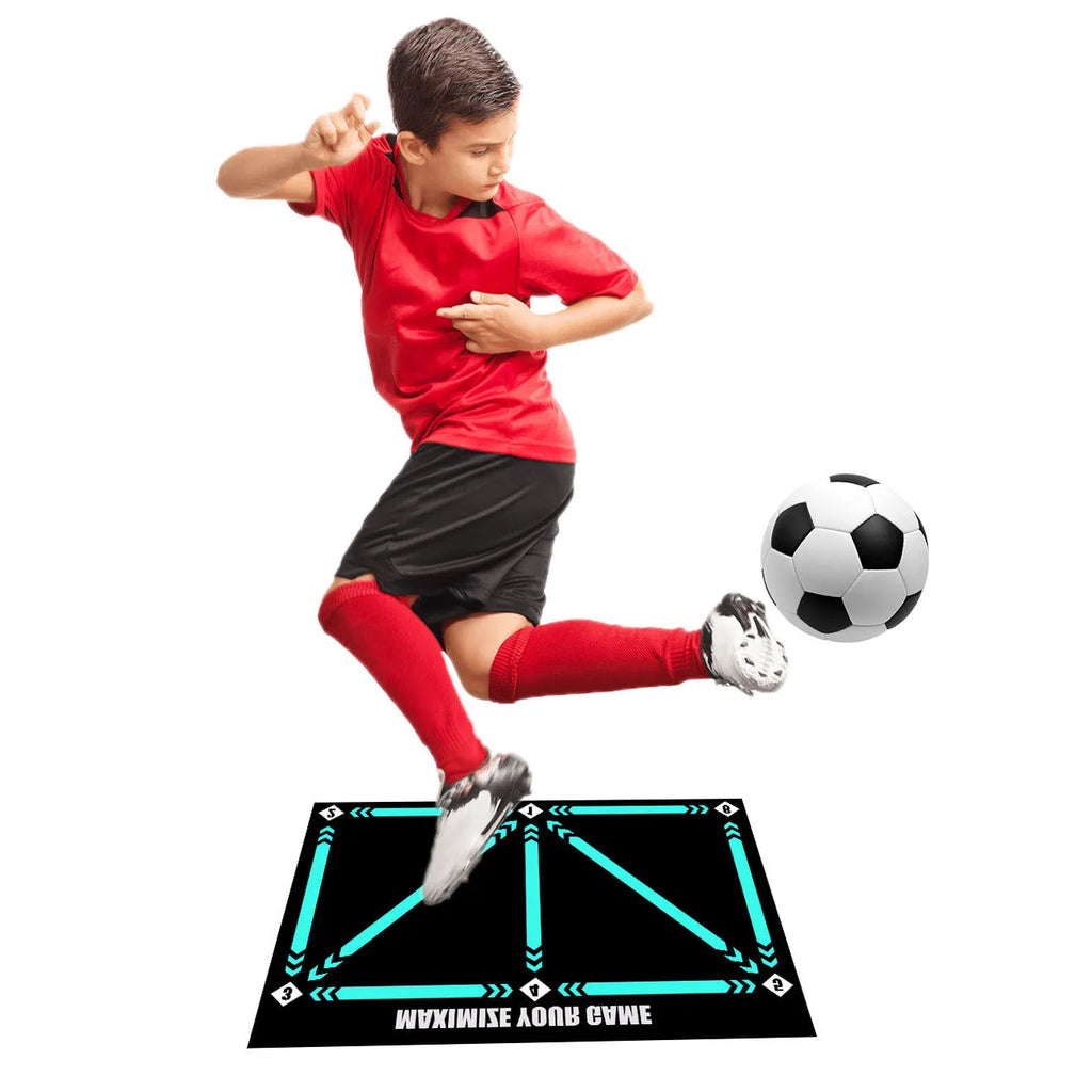 Indoor football training mat with rubber surface for skill lifting practice