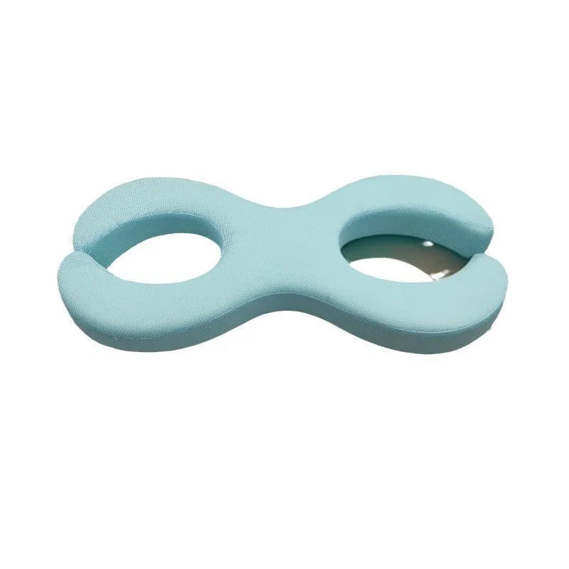 Cool blue cylindrical memory foam cervical pillow for neck traction during sleep