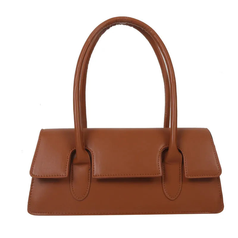Women's small square shoulder bag in PU leather with retro stitching detail