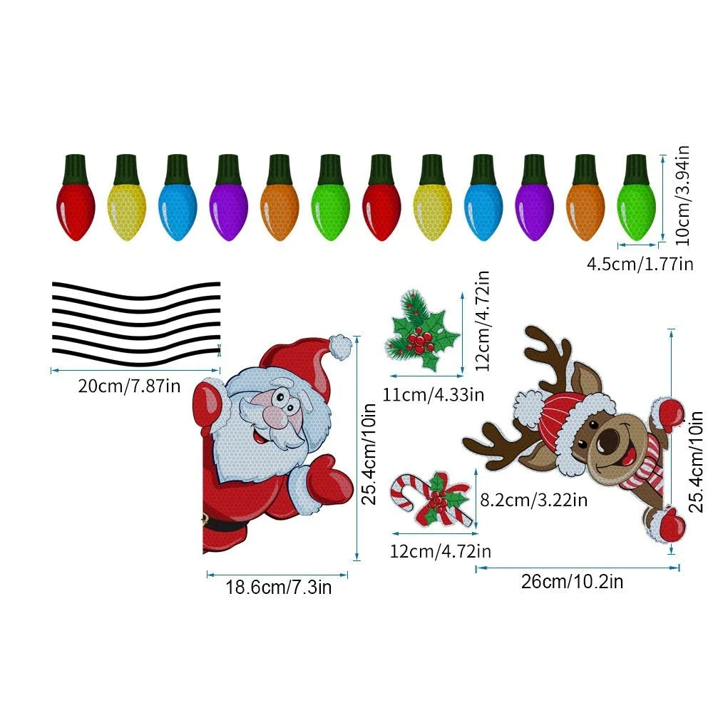 Christmas elk reflective magnetic sticker with cartoon design and six colour threads