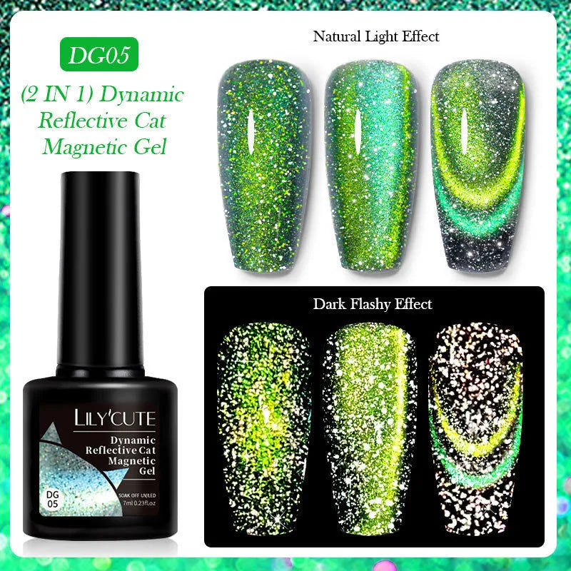 Cat eye series UV nail polish gel bottles with diamond glitter fragments in six colour styles
