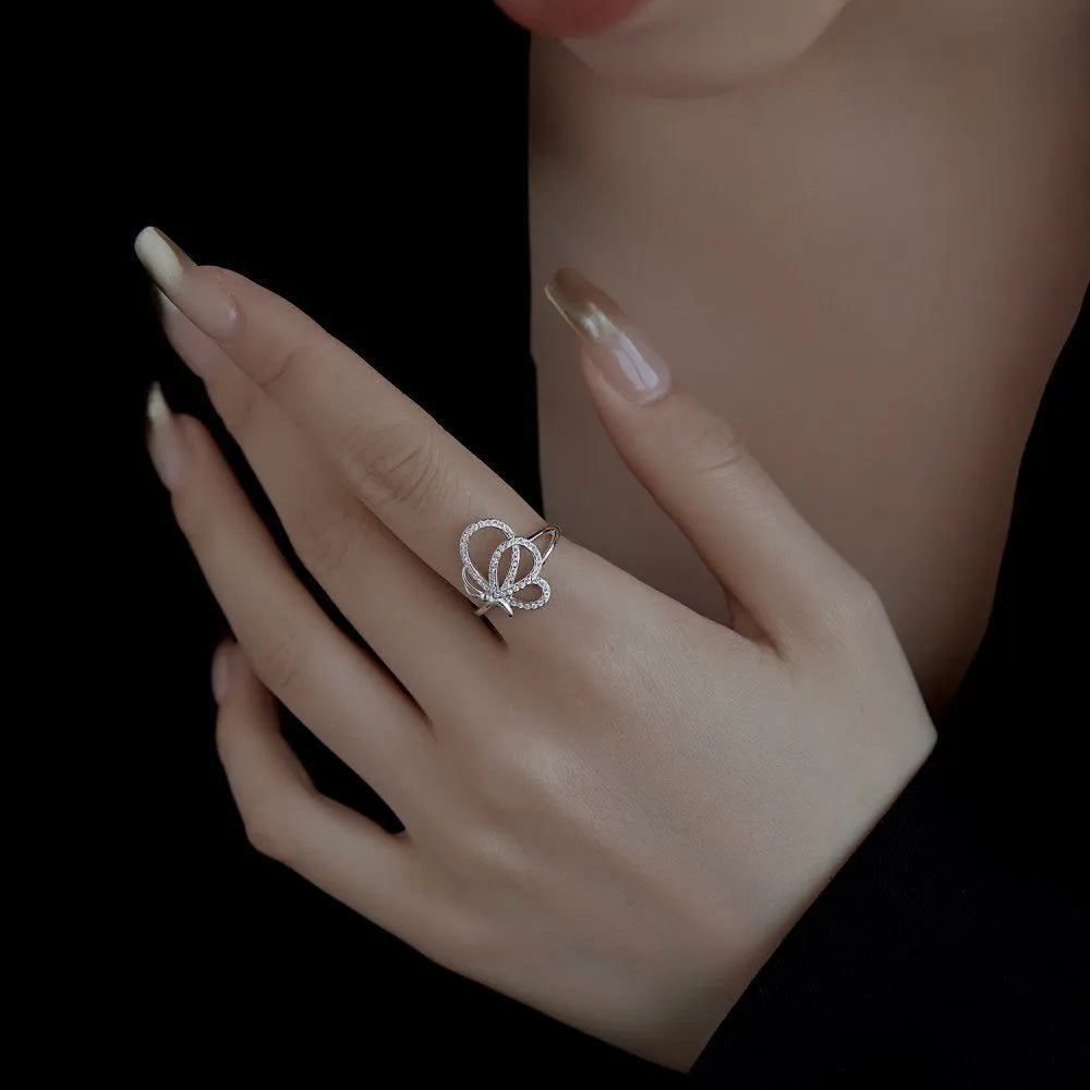 S925 sterling silver ring with zircon inlay geometric quadrilateral shape women jewellery