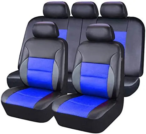 Artificial leather car seat covers in multiple colours for 5-seater vehicles with headrest protection
