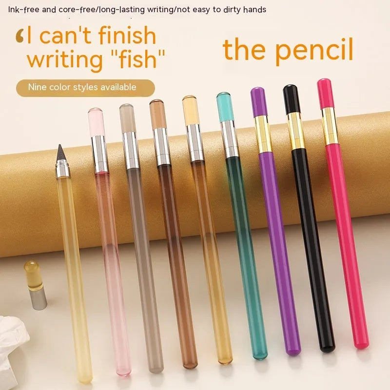 Transparent acrylic pencil with alloy tip and HB refill in multiple colours