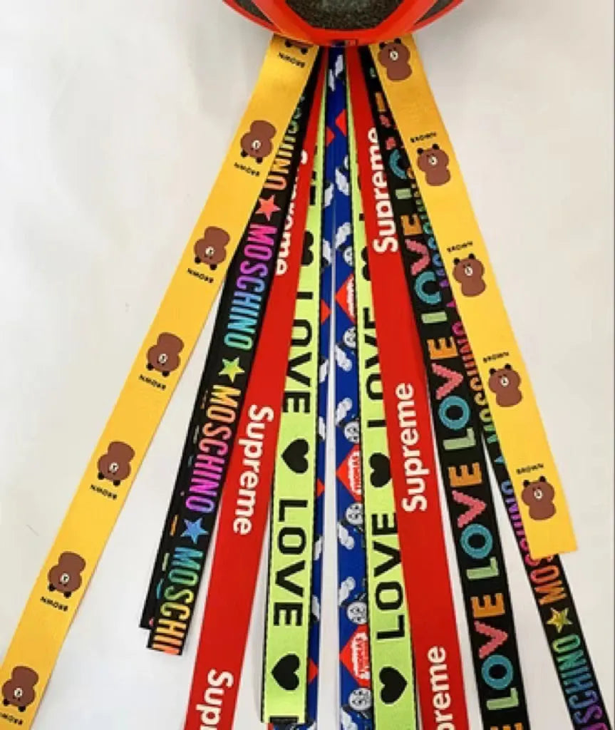 Children's helmet decorative streamer accessory in multiple colour choices for roller skating and biking