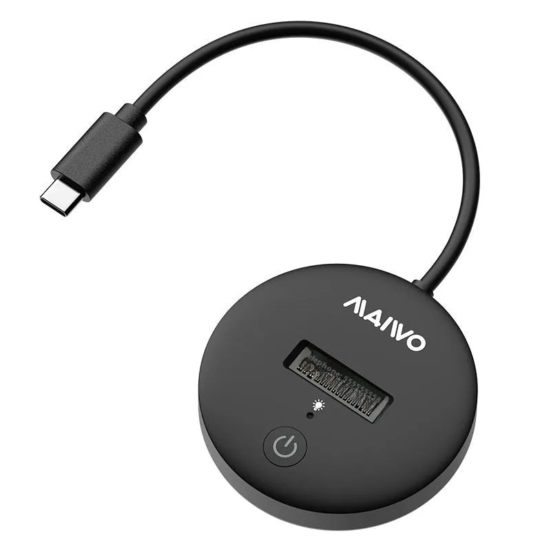 Black external hard disk enclosure for NVME SSDs with Type-C port and fixed design