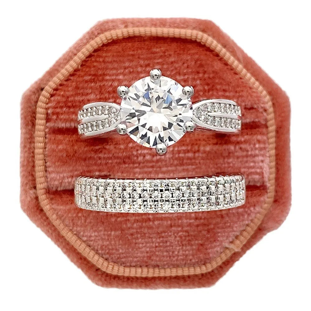 White gold colour wedding ring bracelet with geometric round design