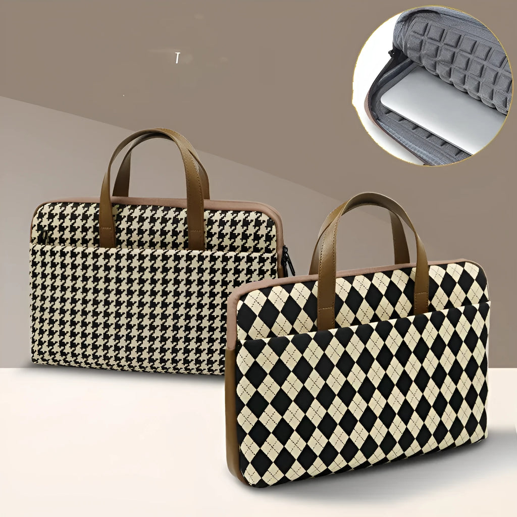 Diamond Lattice pattern protective laptop sleeve cover with zipper closure and card pocket
