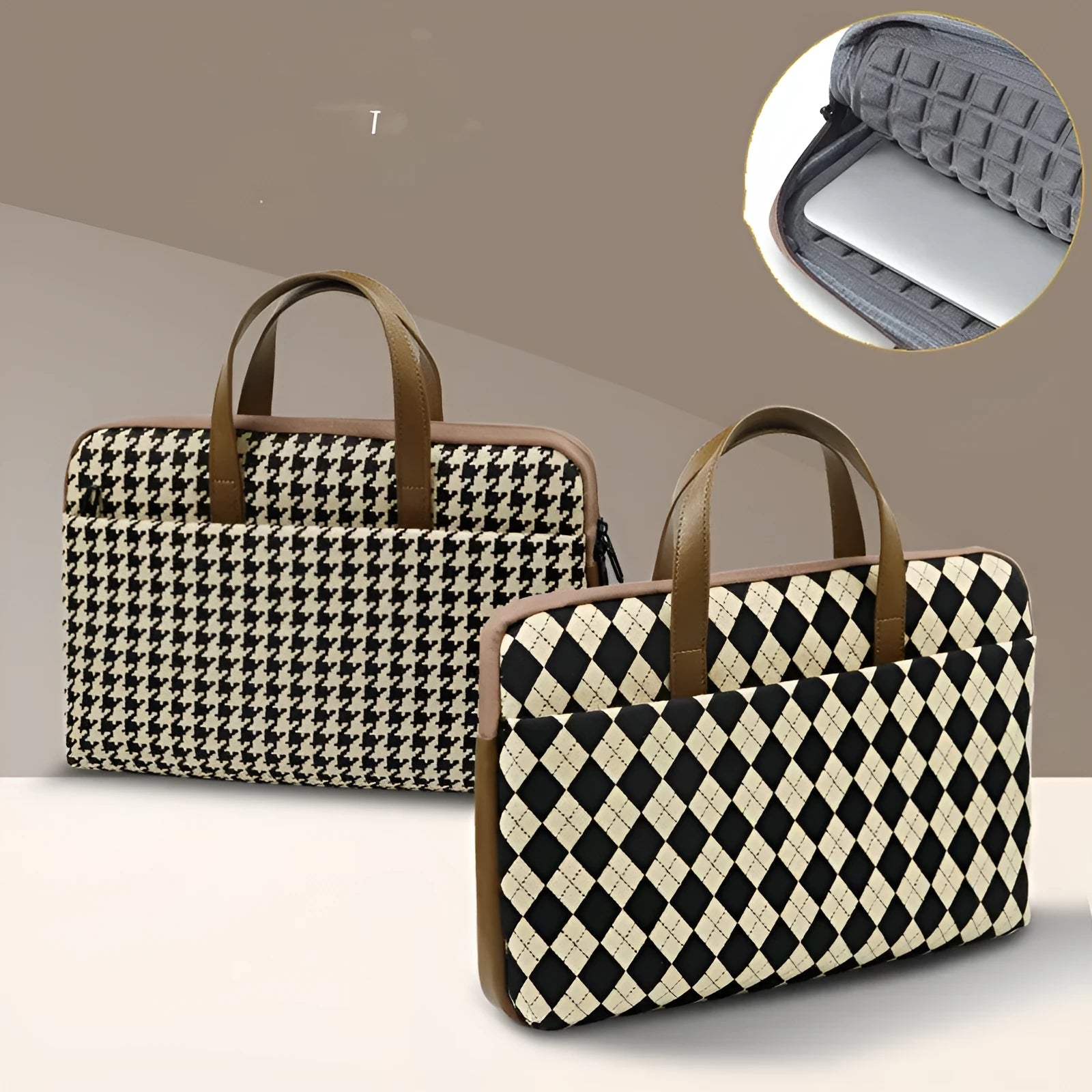 Diamond Lattice pattern protective laptop sleeve cover with zipper closure and card pocket