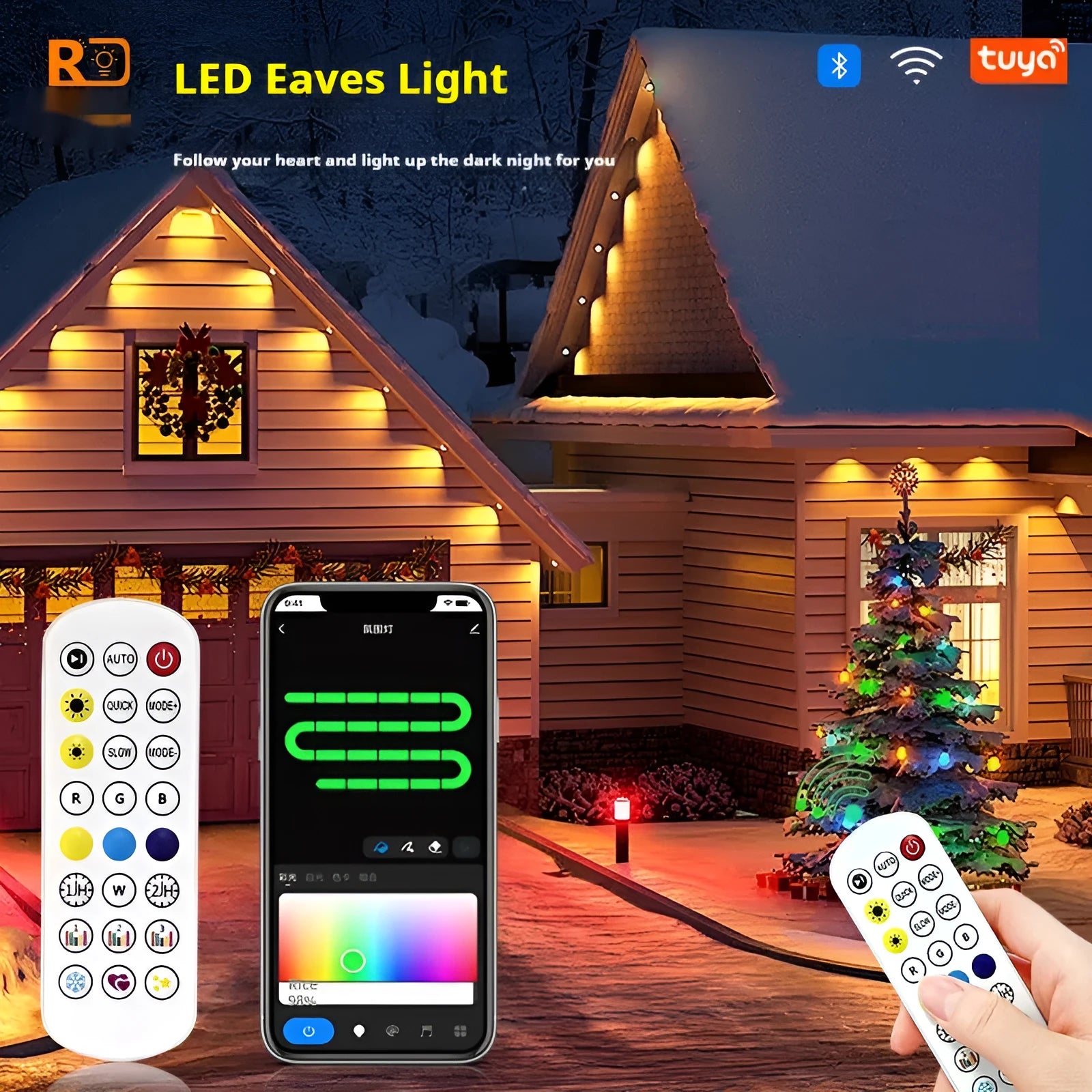 Outdoor planetary design eaves lighting string with remote control for colour changing effects