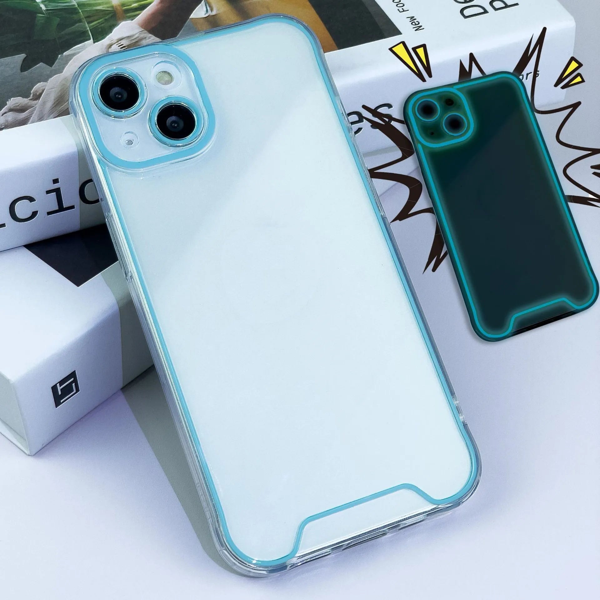 Glow in the dark Christmas phone case in green TPU for iPhone 14 Pro Max showing soft shell protection