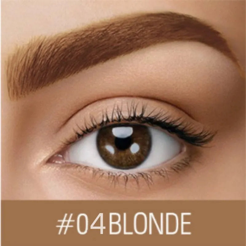 Eyebrow cream cosmetics in dark grey and golden yellow shades with waterproof quick-drying properties