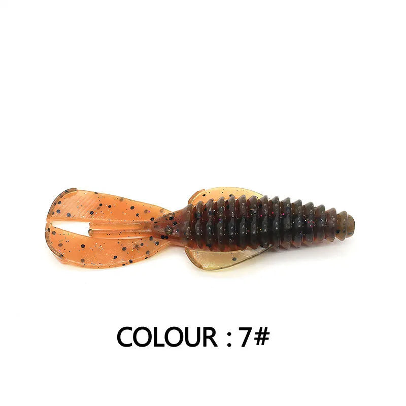PVC fishing soft bait lure in various colours showing 8cm and 12cm size options