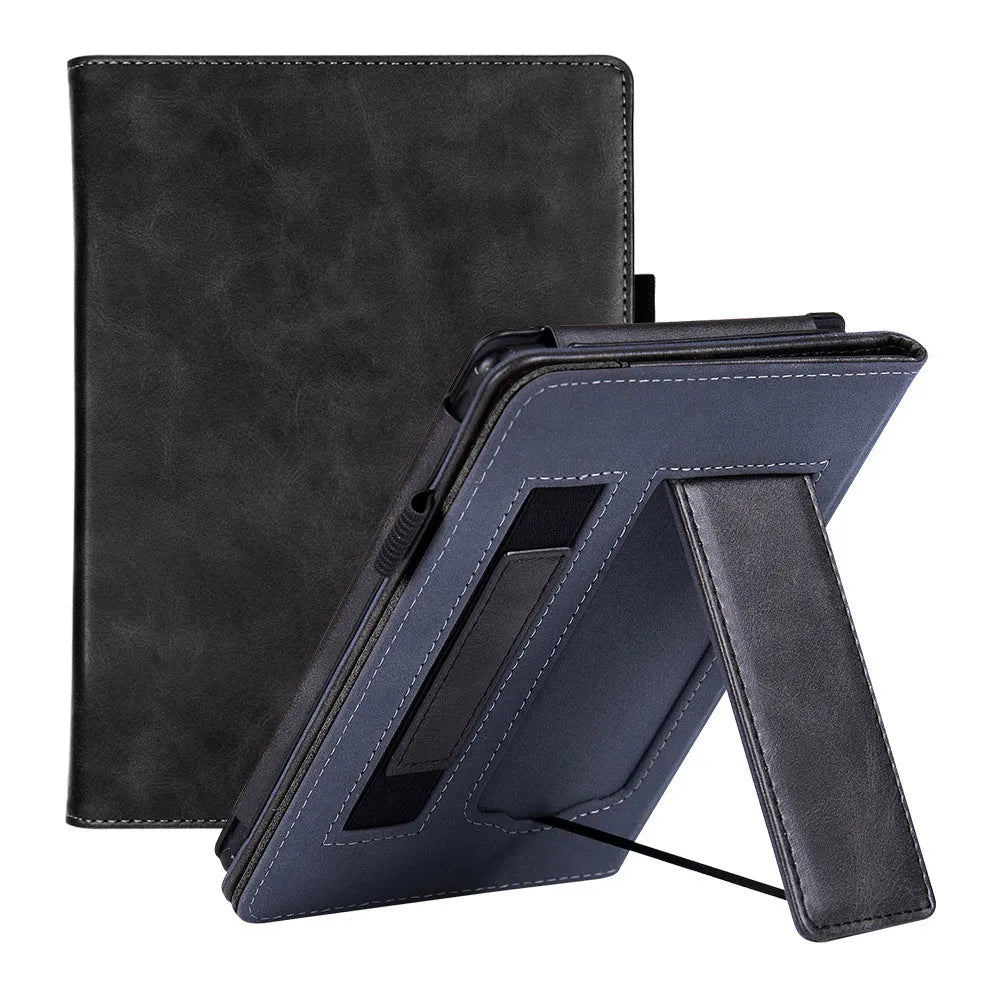 Kindle Paperwhite 5 calf leather case with wrist splint bracket in black