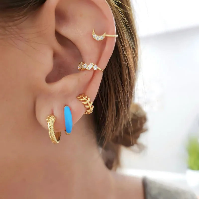 Epoxy resin oval curved earrings in geometric U-shape design with seven colour options