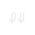 Three-dimensional glossy heart-shaped earrings with white gold colour finish and Korean-style design