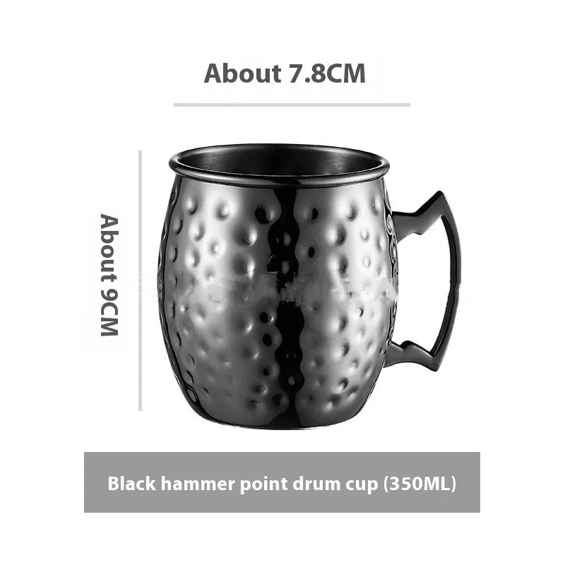 Stainless steel Moscow Mule copper plated cup with glass lining and hammer point texture
