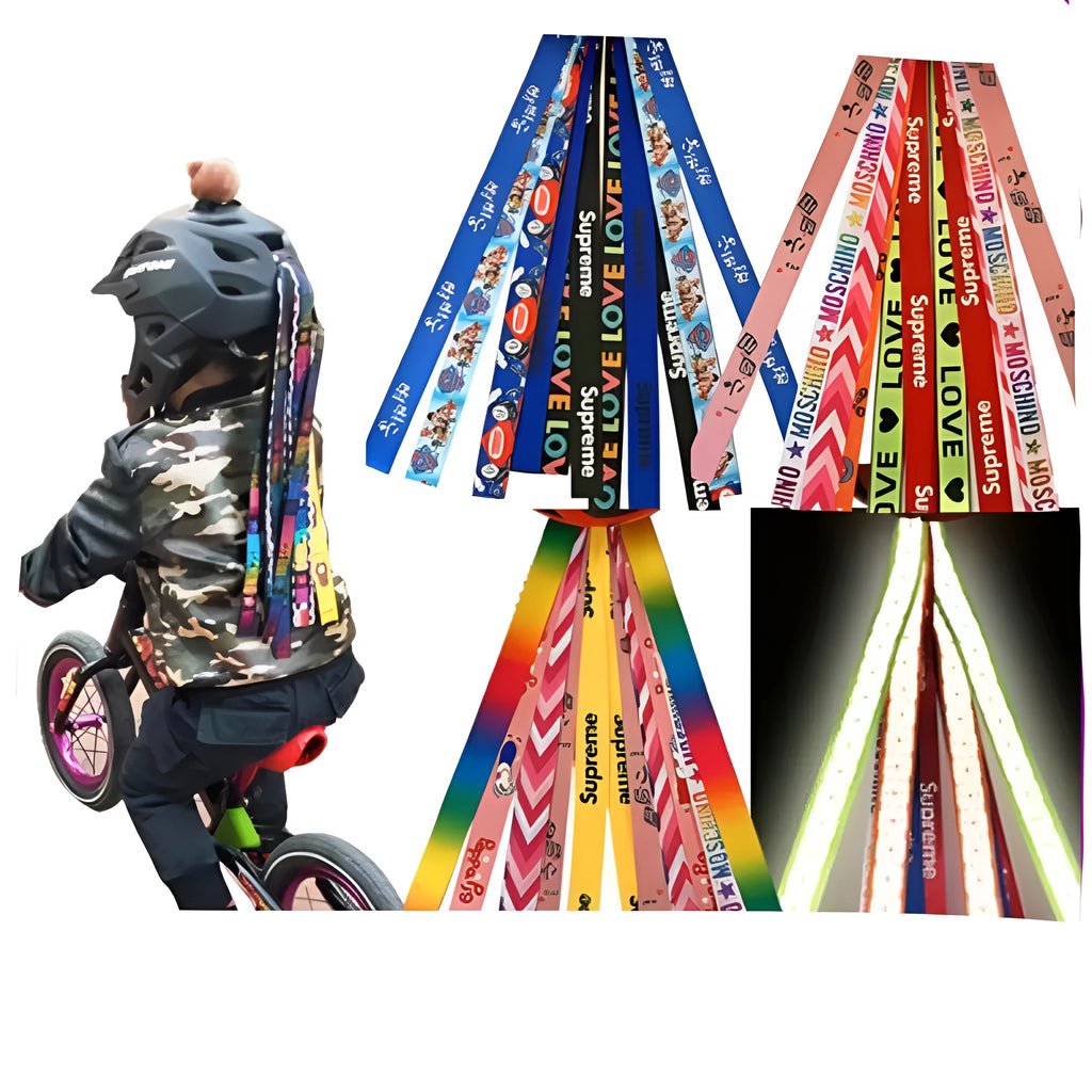 Children's helmet decorative streamer accessory in multiple colour choices for roller skating and biking