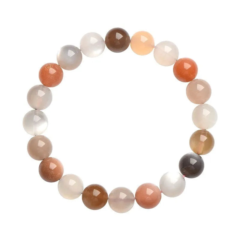 Natural colourful moonlight bracelet with 8mm moonstone gemstones in single circle unisex design