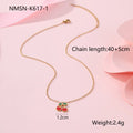 Cherry-themed jewellery set showing stainless steel necklace, bracelet, earrings, and ring with 18K gold plating.