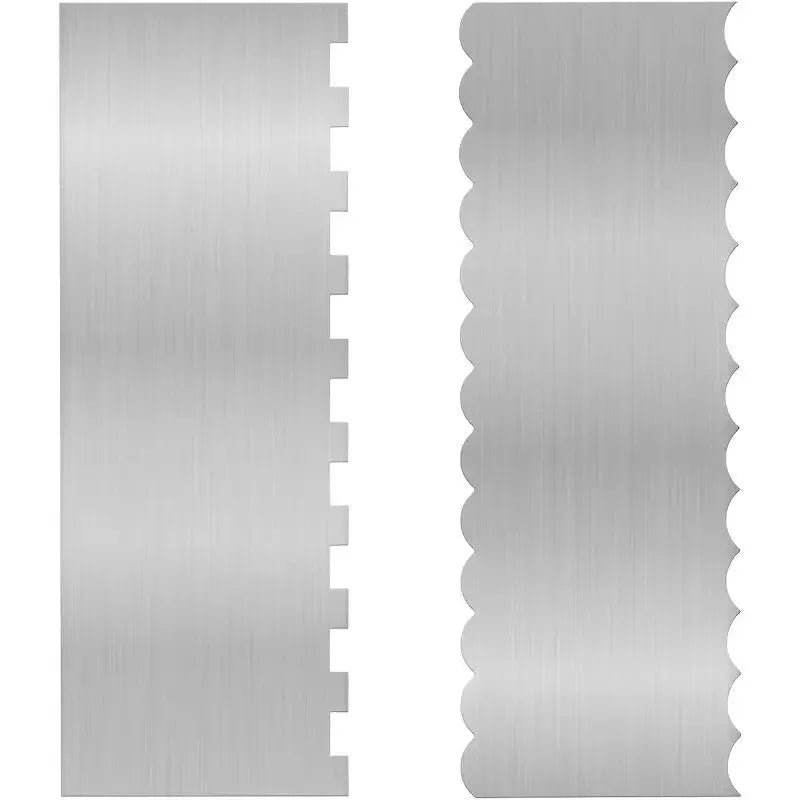 Stainless steel cream scraper with polygon pattern edge for cake decorating