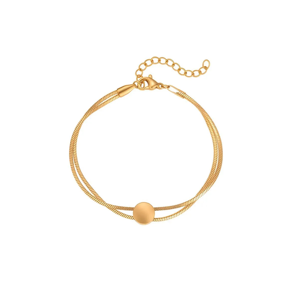 Women's 18K gold plated titanium steel snake chain bracelet on wrist