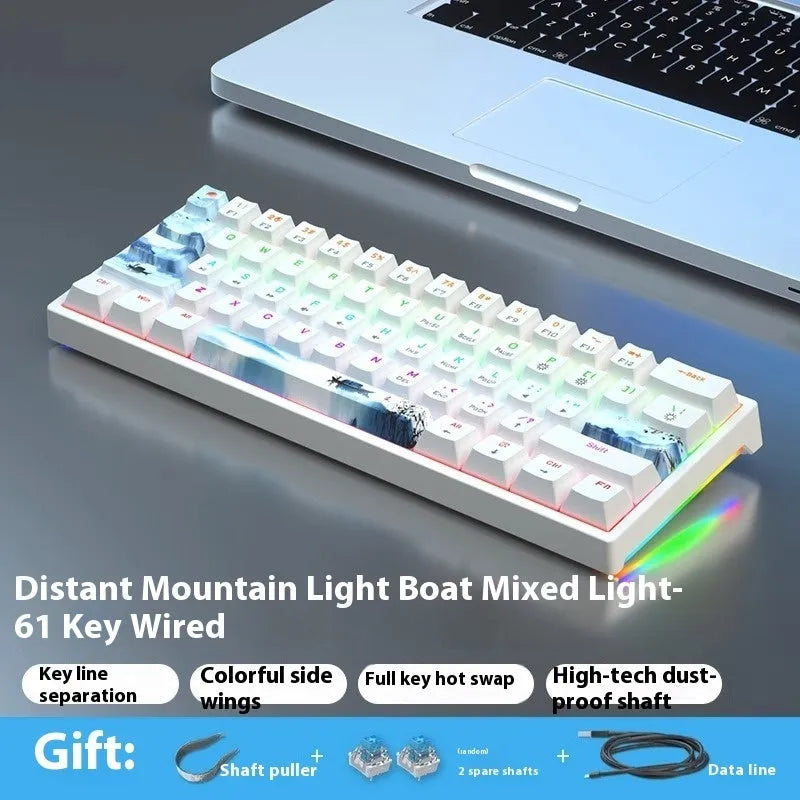 61-key compact mechanical keyboard with hot-swappable Gateron switches and wired USB connection
